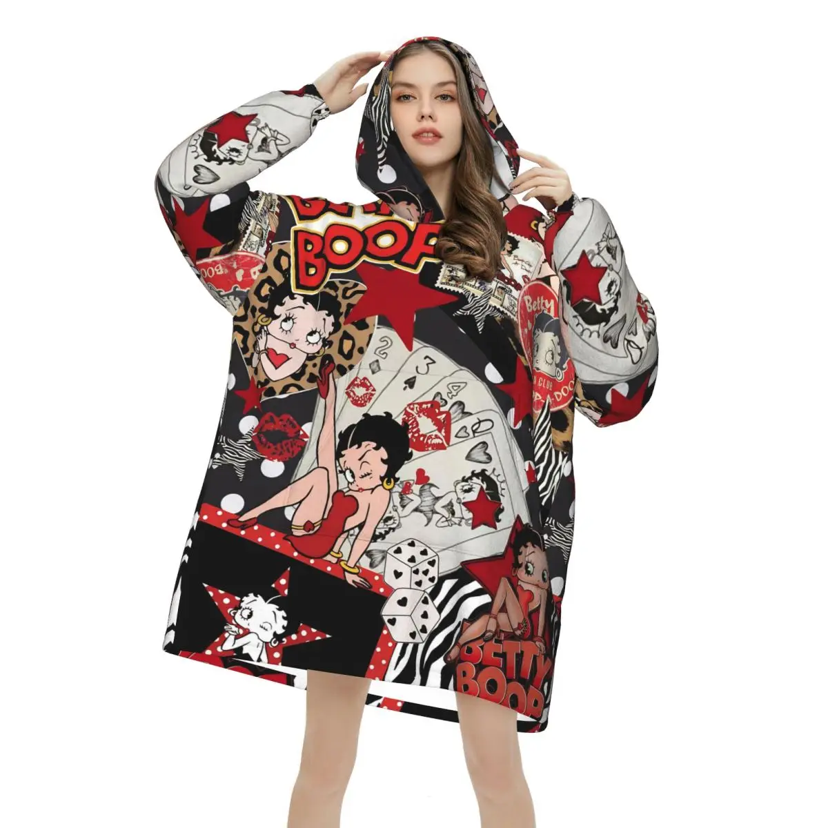 B-Bettys Boops ウェアラブルブランケットパーカー レディース メンズ オーバーサイズ スウェットシャツブランケット ポケット付き