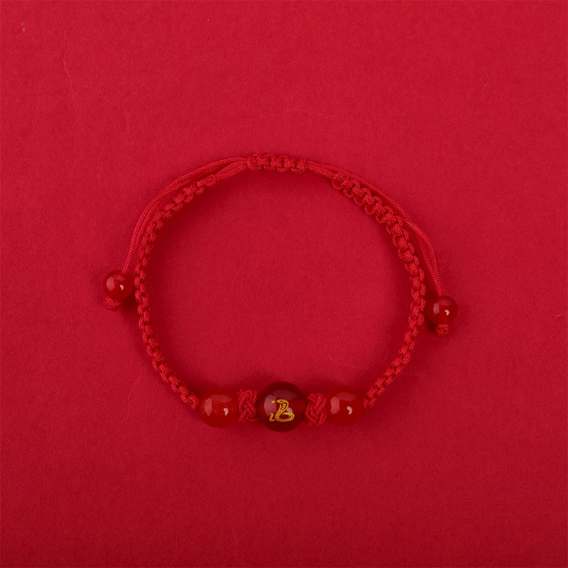 Pulsera de cuerda roja de la suerte del año de serpiente 2025, cadena de mano trenzada ajustable de serpiente del zodiaco, joyería de moda para mujer, regalo de Navidad y Año Nuevo