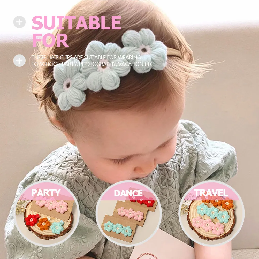 

4pcs Knitted Flower Hairbands For Floral Headband Hair Accessories Hairband Christmas Party Costume