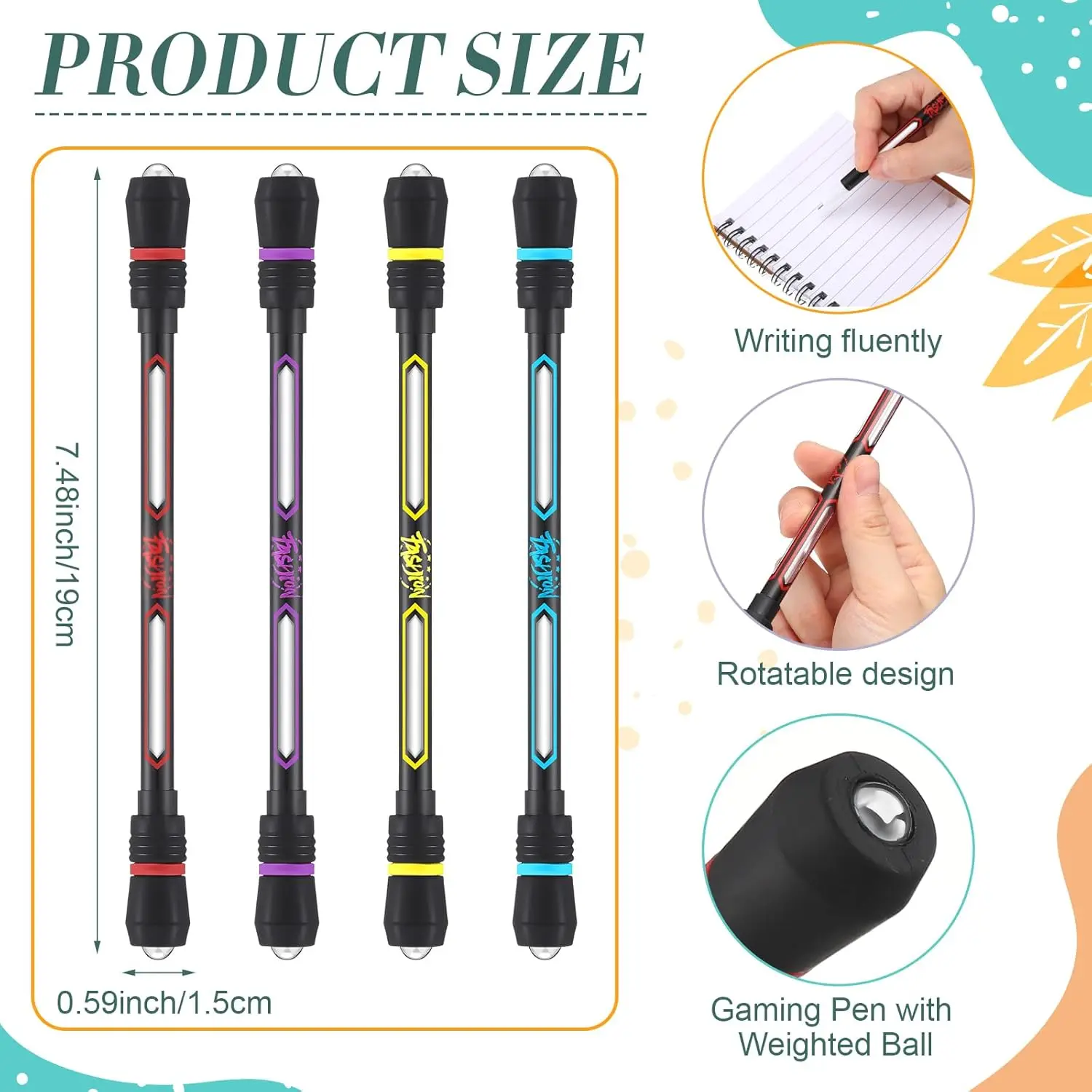 

4/1Pcs Spinning Pen Rolling Finger Rotating Pen Gaming Trick Pen Stress Releasing Brain Training Toys for Kids Adults Students
