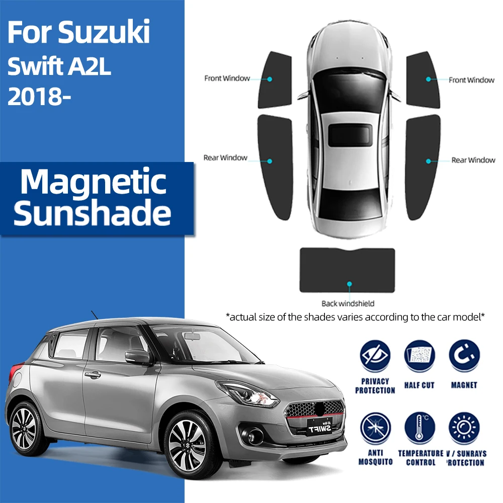 

For Suzuki Swift A2L 2018-2024 Magnetic Car Sunshade Shield Front Windshield Curtain Rear Side Baby Window Sun Shade Visor