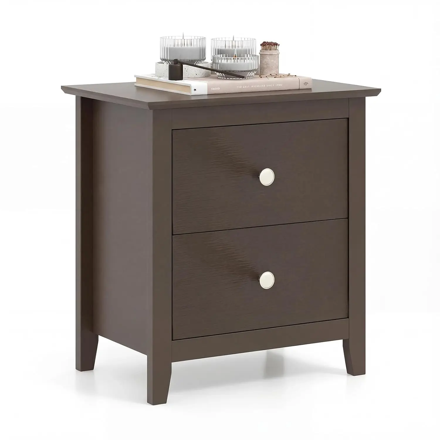 

Nightstand, Modern 2 Drawers Night Stand With Handles, Sofa Side Table With Sturdy Legs For Small Spaces, College, Customized
