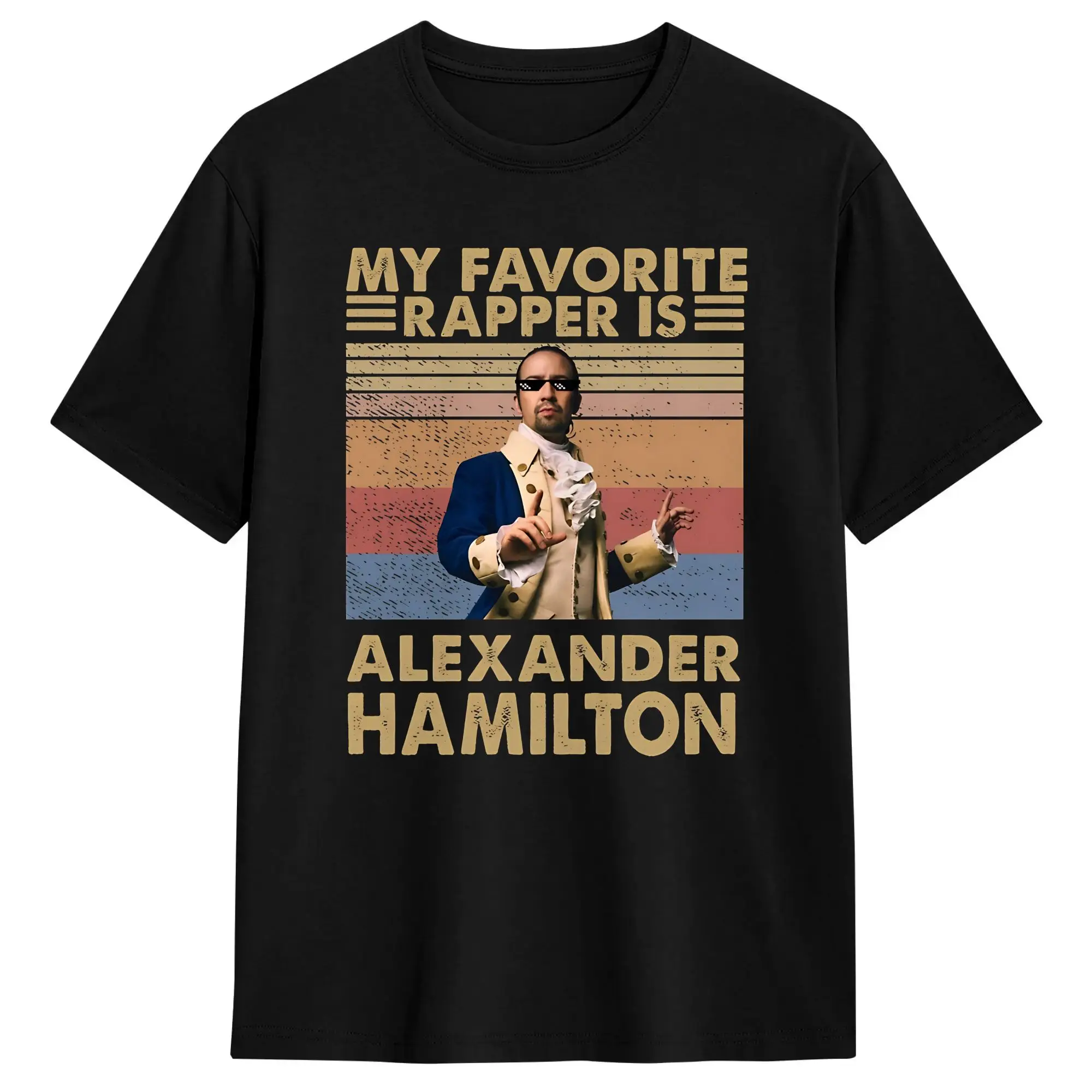 Vintage My Favorite Rapper Is Alexander Hamilton T Shirt T-Shirts Short Sleeve Streetwear Tops Summer Cotton Oversized Clothing