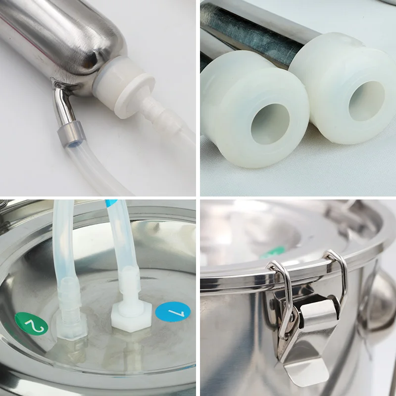 5L Electric Milking Machine Stainless Steel Milker For Farm Cows Goats Vacuum Pump Bucket 220/110V Pasture Cow Sheep Milker