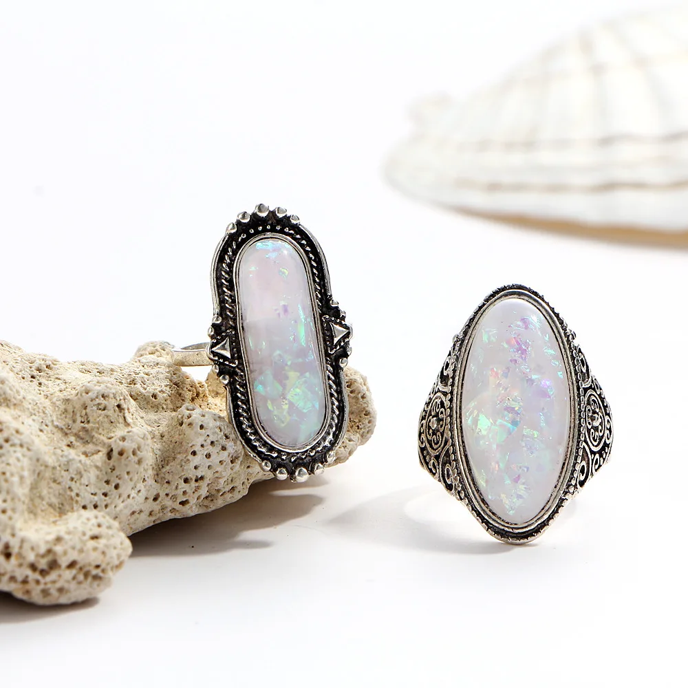 Europe And The United States Summer New Australian Treasure Retro Ring Set Of 8 Pieces