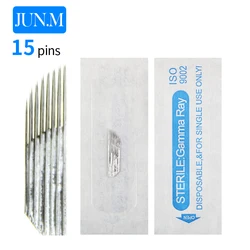 100 Pcs Permanent Makeup Blade For Manuel Pen 15pin 2Row Flat Needle Embroidery Eyebrow Tattooing Supplies