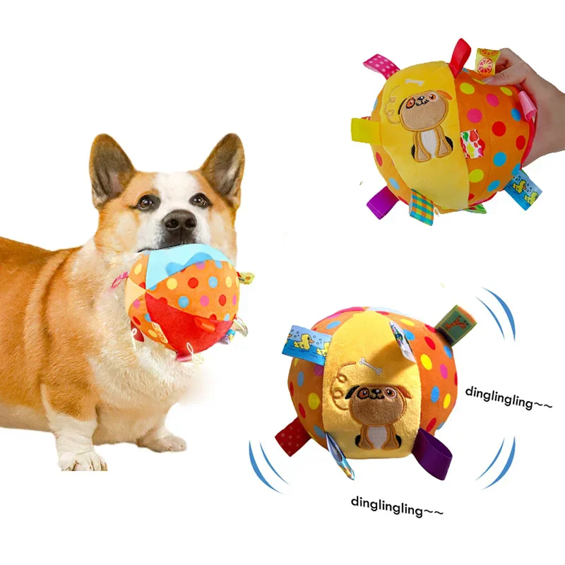 Plush Dog Vocal Toy Ball Funny Interactive Pet Toys with Bells Cleaning Tooth Chew Toy For Small Large Dogs Cats Puppy Products