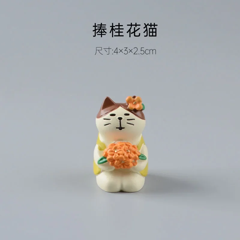 Zakka Cute Cat Osmanthus Tree Persimmon Figurines Decor Cartoon Desktop Home Crafts Fairy Garden Mini Ornaments Accessories Gift