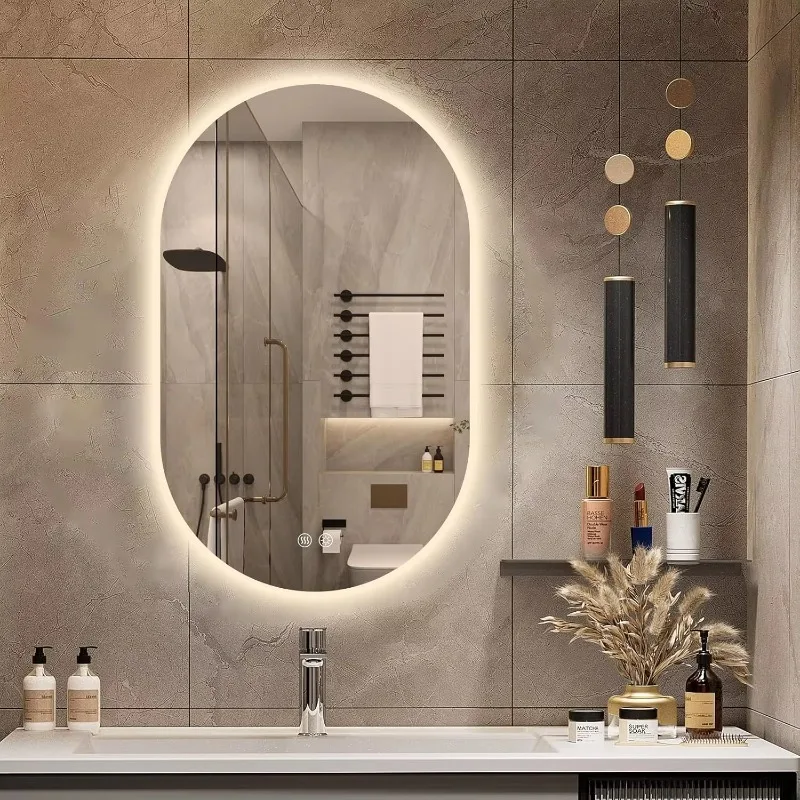 Bathroom Bedroom Memory Light Emitting Diode Arched Frameless Headlight Backlit Mirror