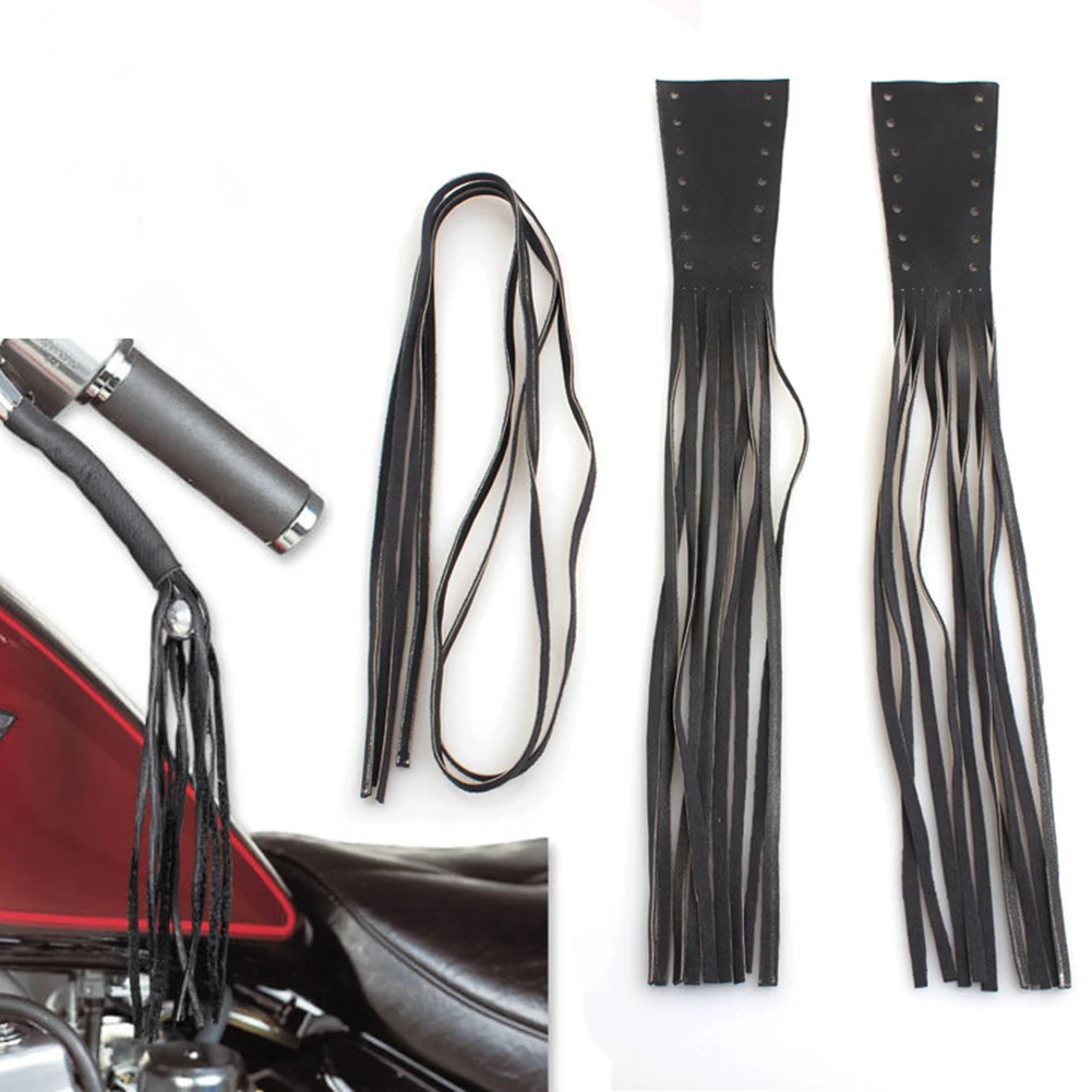Motorcycle Brake Lever Tassel Cover Kit Featuring PU Leather Build and Classic Fringe Design for Ride-Ready Appearance