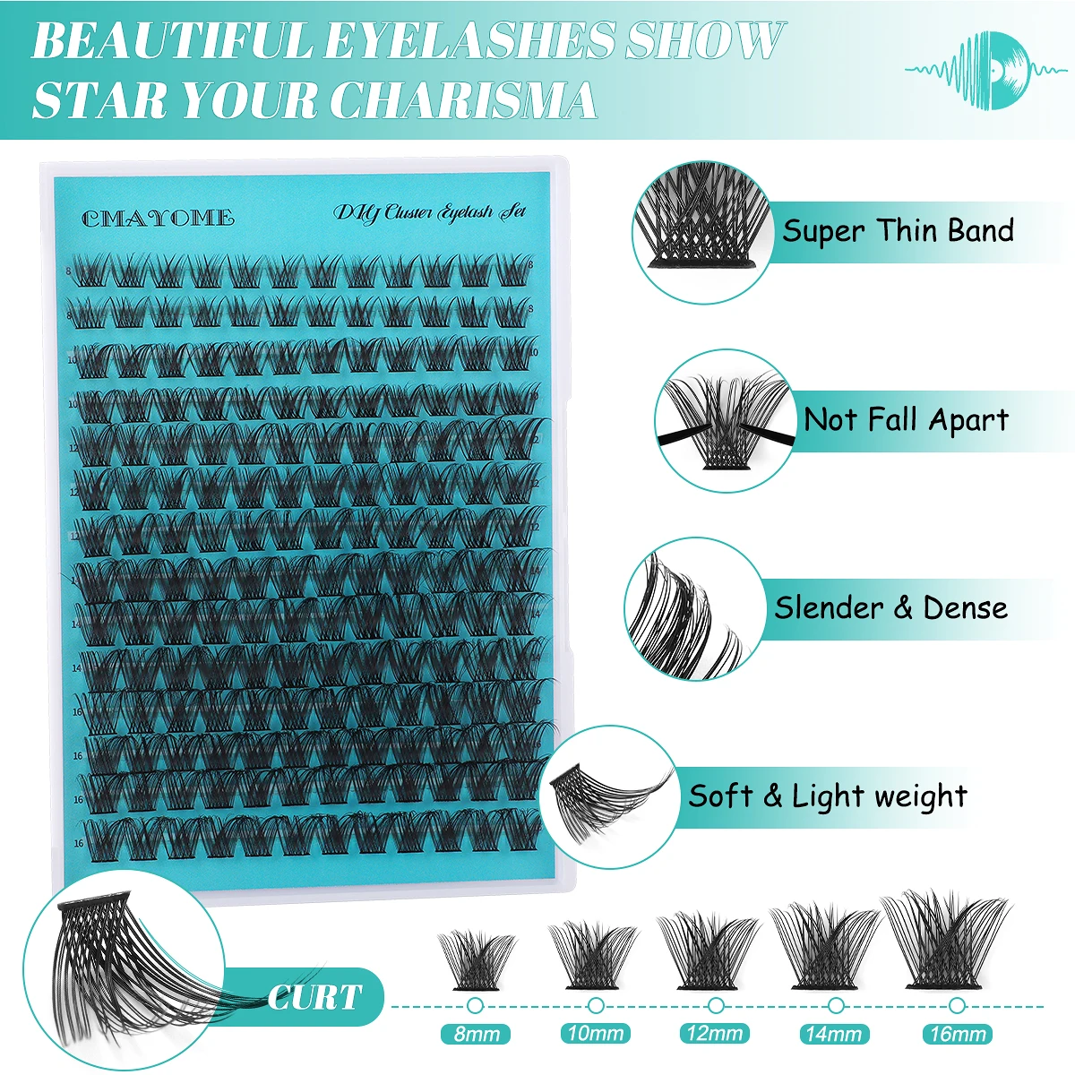 Cluster Eyelash Kit Fluffy Soft 3D Lashes Natural Thick Curly DIY Fasle Lashes 168PCS Manga Eyelash With Seal Glue Lash Tools