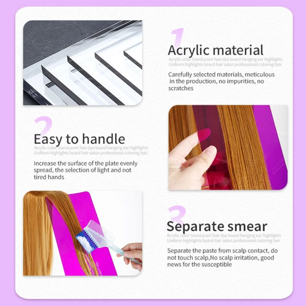 Portable Hair Coloring Board Balayage Board Professional Hair Coloring Dyeing Board Thick Translucen Hair Dyeing Board Plate