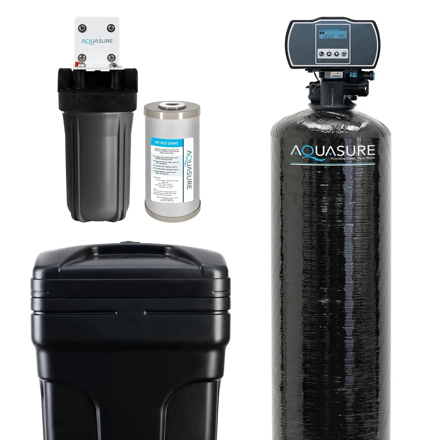 Harmony Series 72,000 Grains Whole House Water Softener Bundle with Automatic Digital Control Head and Triple Purpose Sediment/C