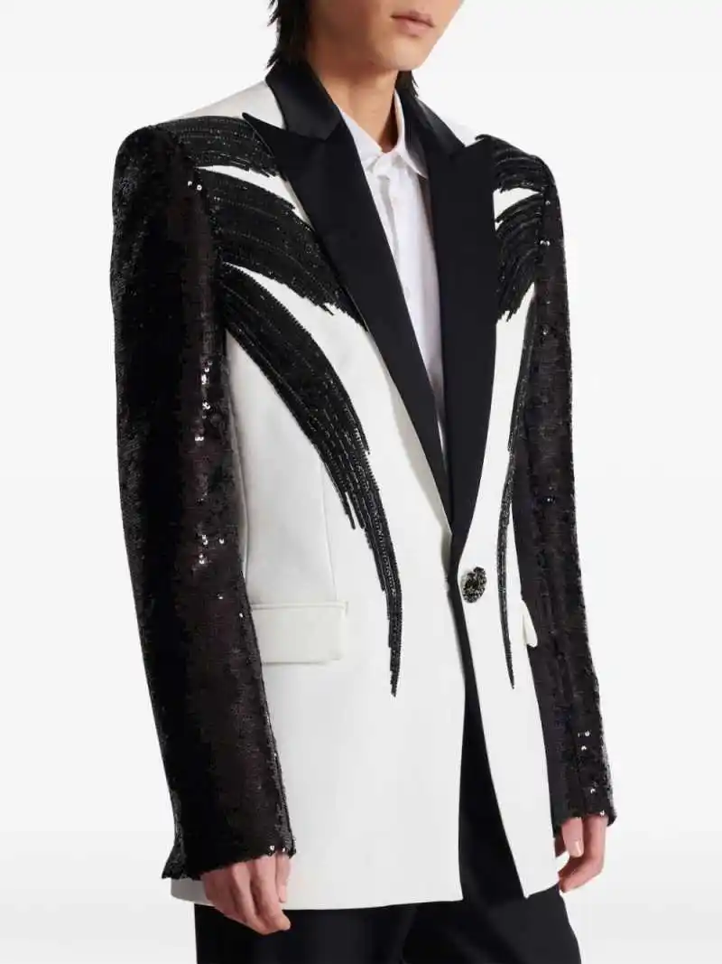 Fashion Mens Suits 2 Pieces Jacket Pants Peaked Lapel Single Breasted Rhinestones Beading Special Occasion Party Customized view 5