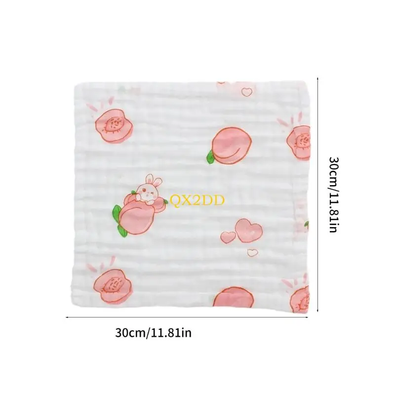 QX2D 면화 유아 페이스 타월 다목적 버프 버프 천 인쇄 수유 타월 30x30cm Square Bib
