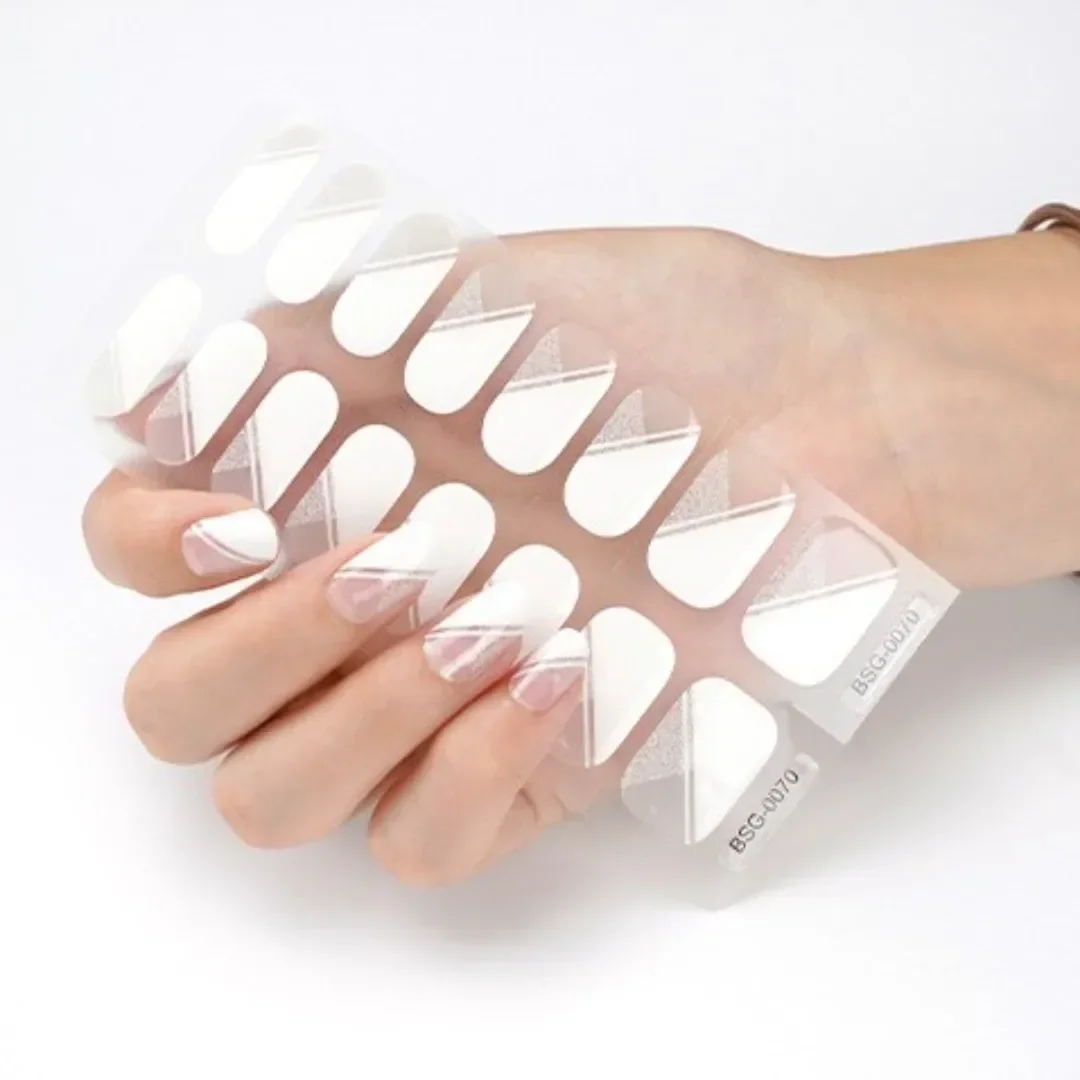 

16pcs/set Hot Sale Gel Nail Sticker French Nail Wraps Nail Sticker Set Semi Cured Gel Sticker Film On The Nails UV Lamp Need