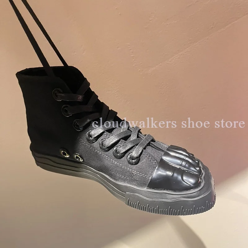 

Niche Special Design Gold Five Finger Patchwork Sneakers Pointed Toe Flat Lace Up Spring Autumn Fashion Matching Casual Shoes