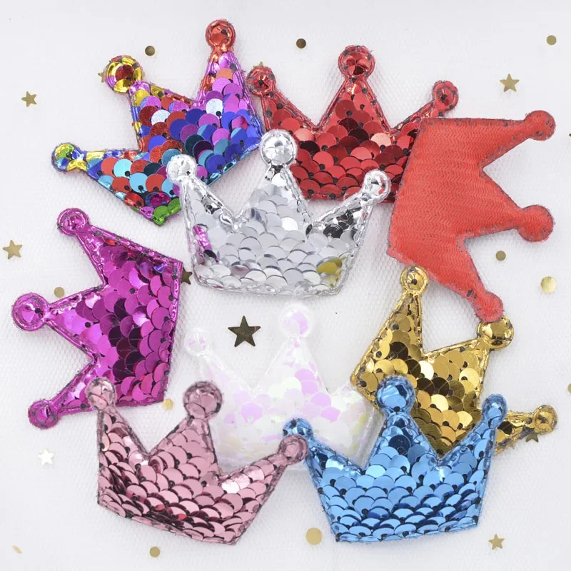 16Pcs Slap-up Glitter Sequins Padded Patches Crown Appliques for DIY Crafts Clothes Sewing Supplies Scrapbooking Accessories