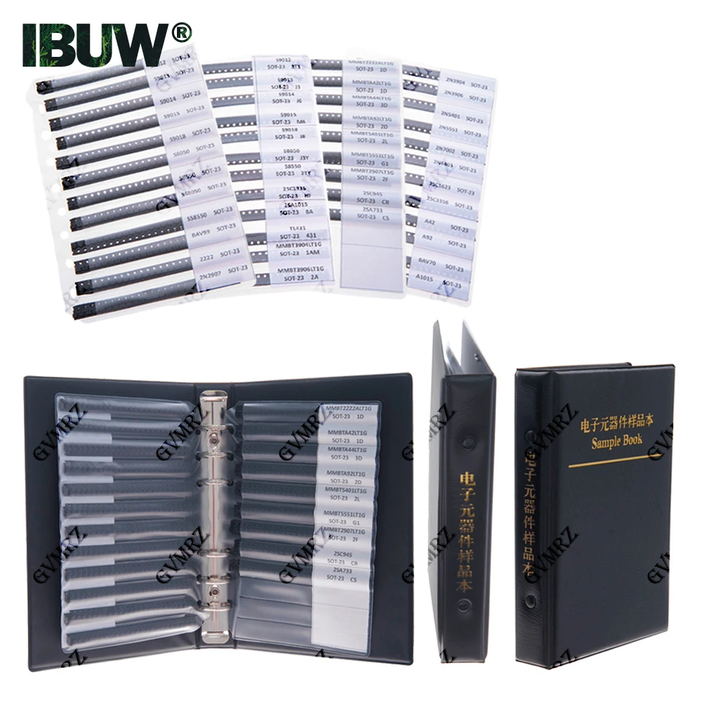 21/36 Werte SOT-23 25/50 Stück SMD SMT NPN PNP SOD 5551 2222 TL431 BC807 BC817 Transistordioden-Sortiment-Buch-Kit