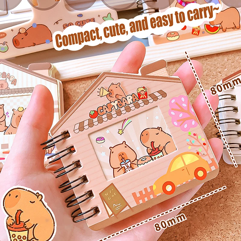 Creative Funny Capybara Hollow Coil Notebook Portable Mini Paper Memo Pad Diary Journal Book Students Stationery School Supplies