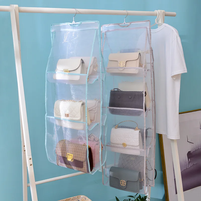 8-Grid Bag Storage Hanging Bag Wall Mounted Multifunctional Hanging Bag Rack Bag Storage Rack Behind The Door Dust-Proof Storage