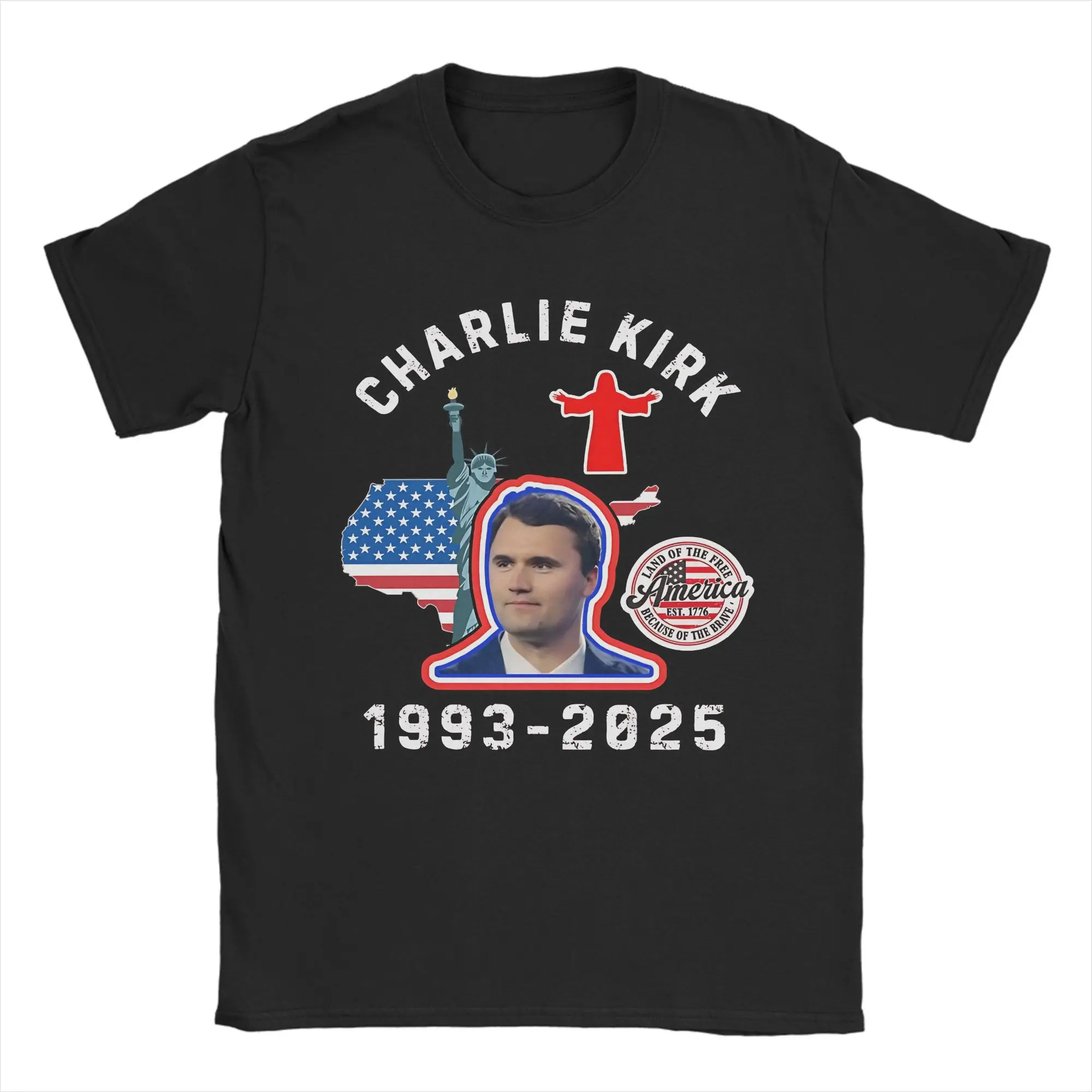 

Rest In Peace Charlie Kirk T-Shirt for Men Novelty 100% Cotton Tees Round Neck Short Sleeve T Shirt Summer Tops