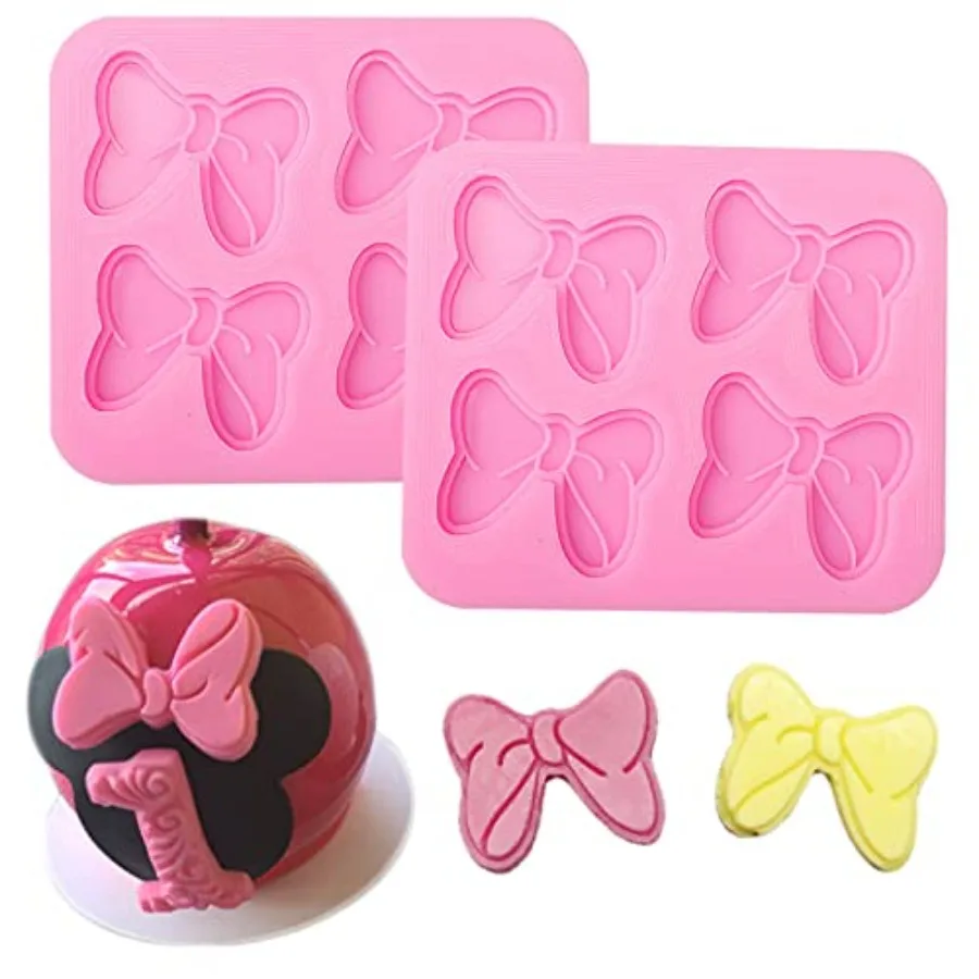 

2PCS Mouse Bows Silicone Molds for Cake Cupcake Decoration Bowknot Cartoon Butterfly Tie Fondant Mold for Candy Chocolate Puddi