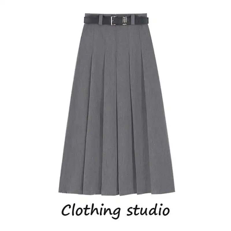 

Ay Костюм Юбка-трапеция Женская осенняя новинка Sle Ele Утягивающая миди Плиссированная юбка с высокой талией Универсальная модная