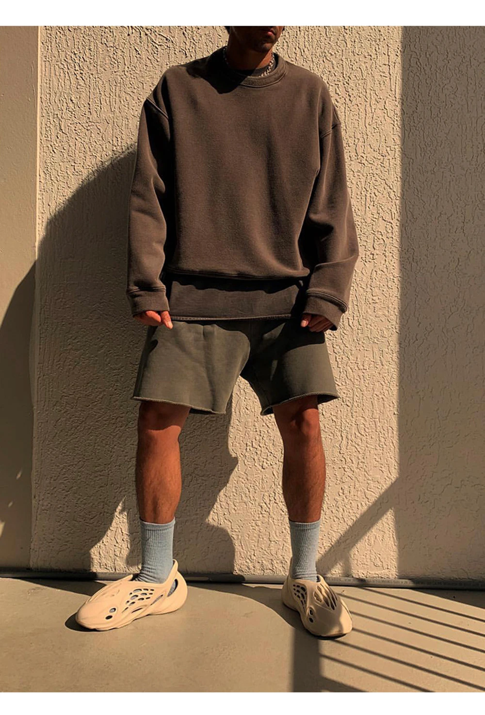 Short en coton optique Kanye Grey pour homme, streetwear, entraînement, course à pied, jogging, hip hop, sport, décontracté, été