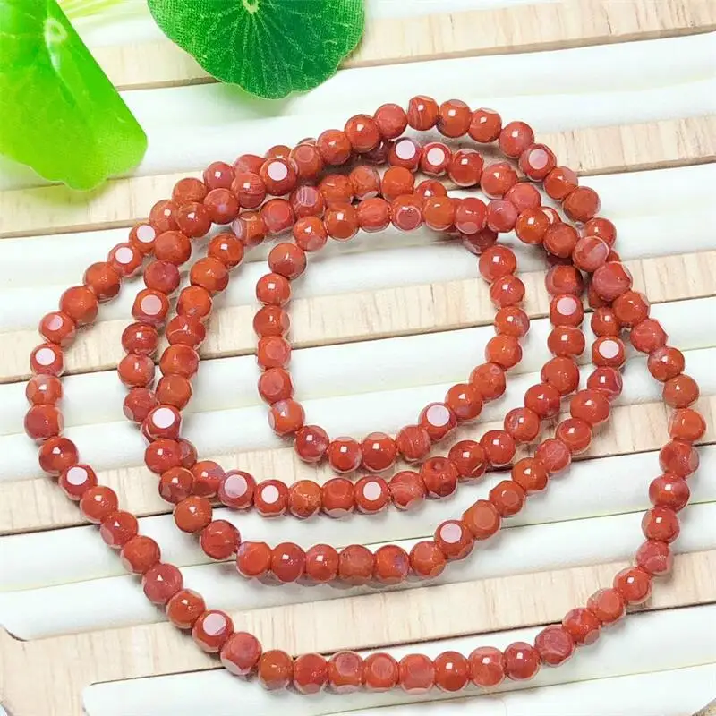 

Natural Red Agate Faceted Multiple Circles Bracelet Quartz Jewelry Stretch Bangle Children Birthday Gift 1pcs 4.8MM