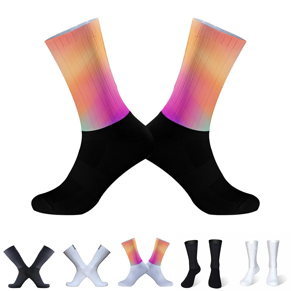 

2024 New Summer Cycling Slip Socks Silicone Summer Aero Socks Bicycle Sport Running Bike Socks