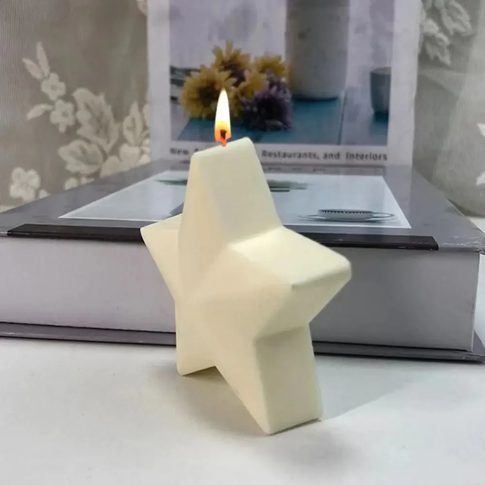 

3d Five Pointed Star Candle Molds Pentagram Star Silicone Moulds Diy Cake Baking Mousse Silicone Mold Home Decoration Leaf mold