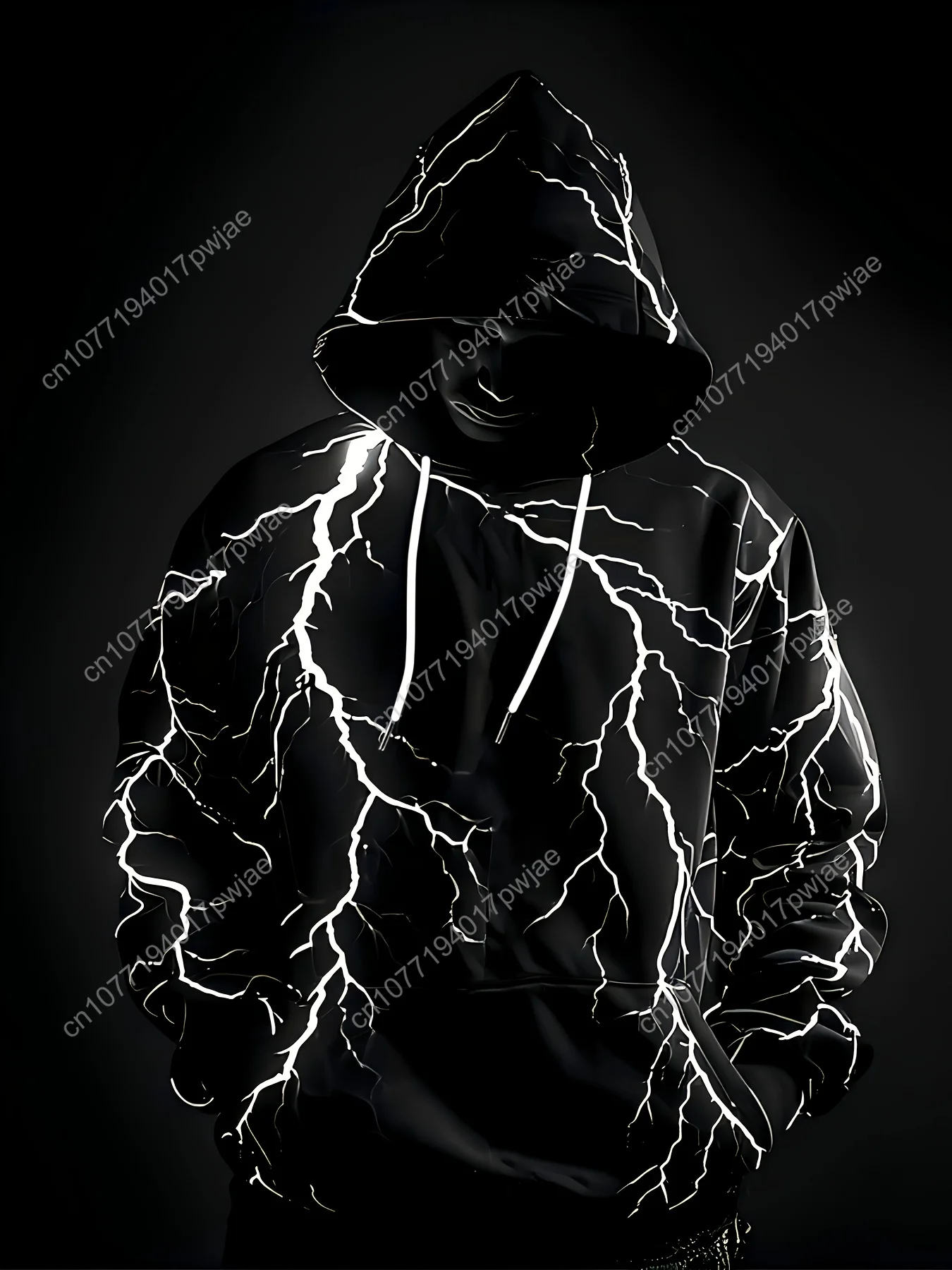 Men's Hoodie with Neon Pink Lightning Bolt - Stretchy Knit Pullover Sweatshirt for Gym, Streetwear & Everyday - Adjustable Hoodi