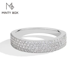 MINTYBOX Moissanite Wedding Band S925 Sterling Silver Ring for Women Lab Diamond Stackable Rings Engagement Fine Jewelry Gift