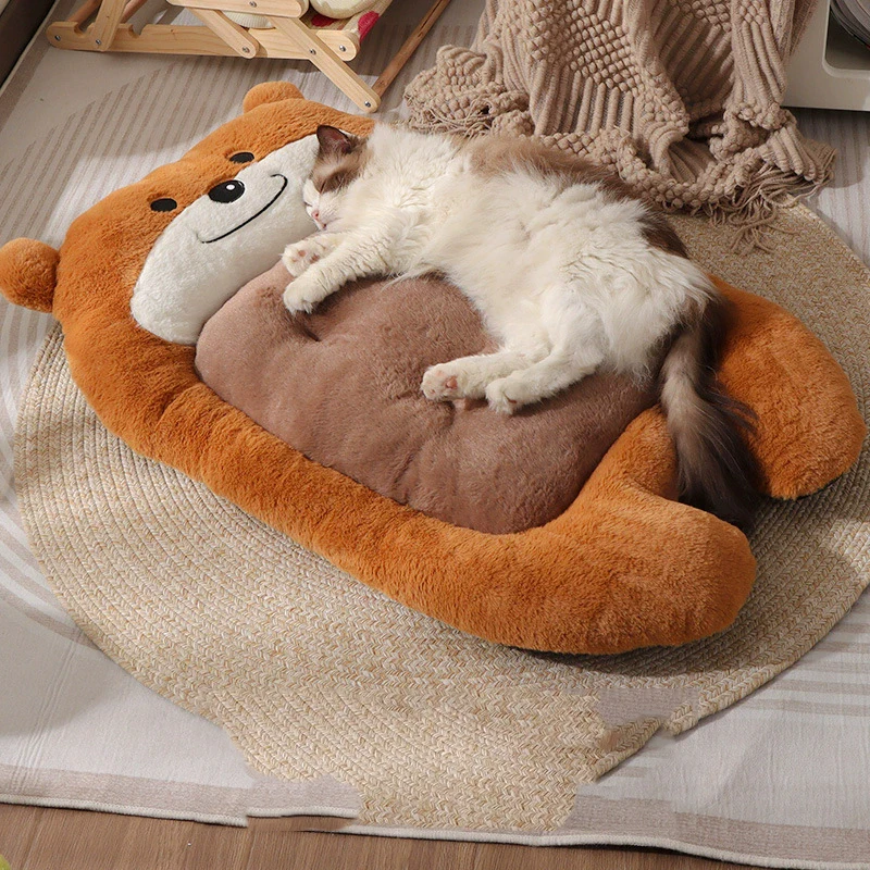 Pet Dog Bed Pad Fluffy Cushion Thickened All-Season Cozy Autumn/Winter Warm Dog Bed for Medium/Large Breeds, Washable Cat Bed