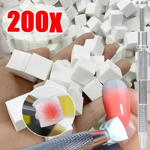 Imagen 2 del producto Mini juego de esponjas cuadradas blancas para uñas, cepillo de uñas degradado, Mini herramienta suave para difuminar uñas, esponja de maquillaje para manicura DIY con bolígrafo de agarre