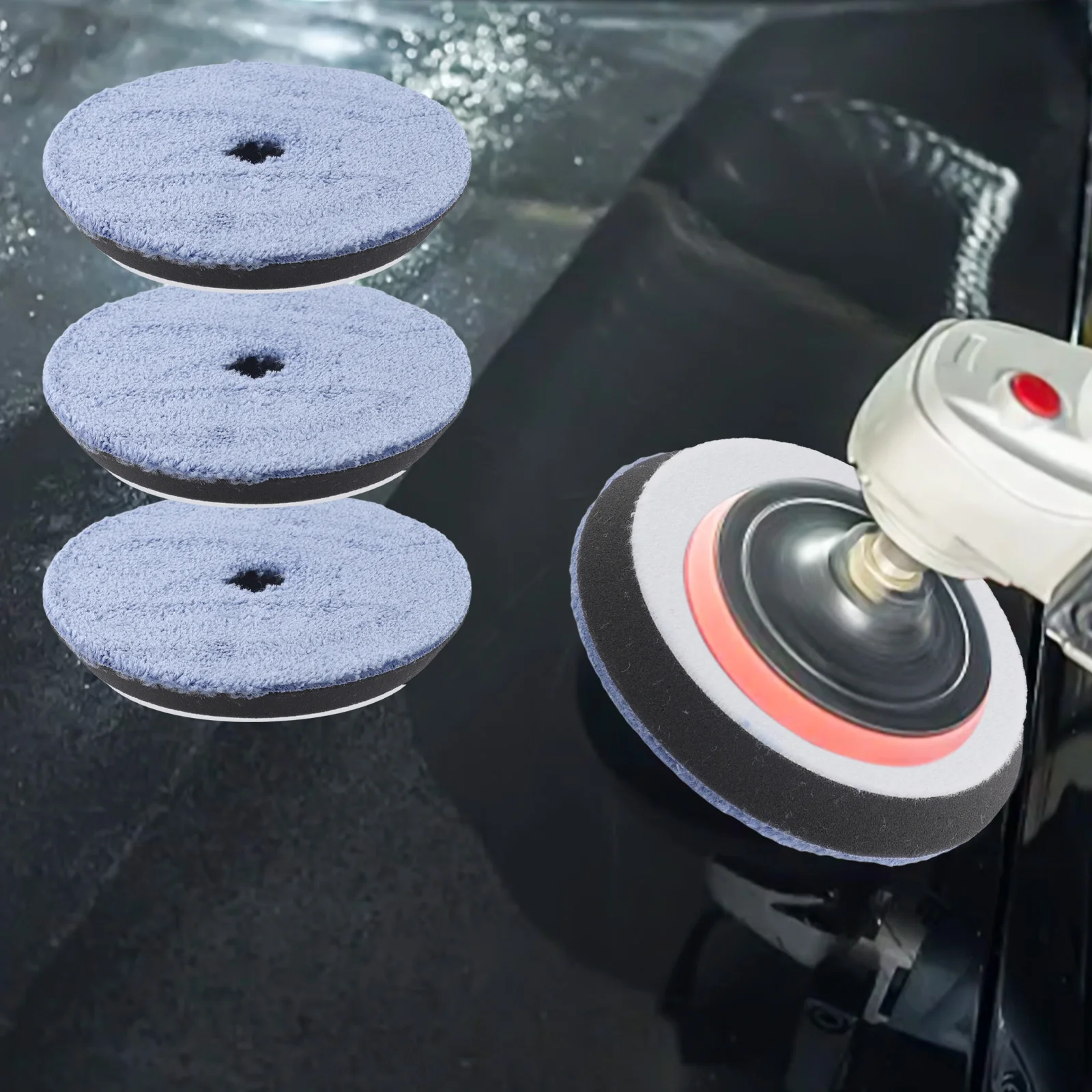 

6\" Polishing pads Car Waxing Bonnets Mitts Automotive Tools Plush Microfiber Set Cleaning Kit Buffing Supplies