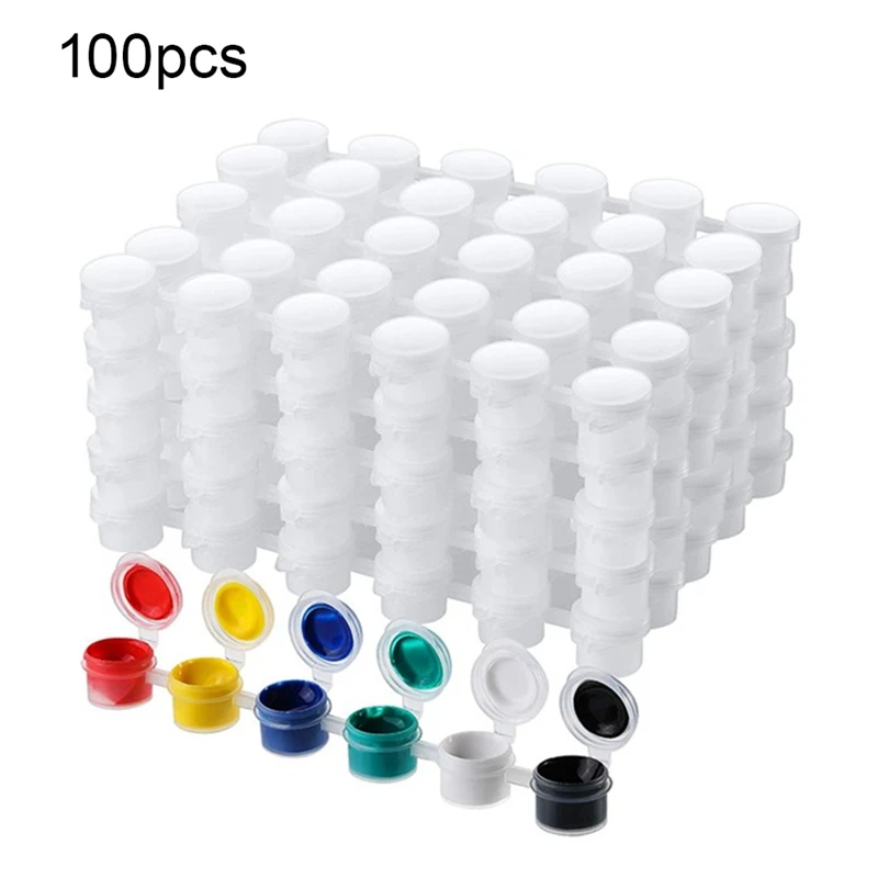 100 Piece Pigment Box Empty Paint Cans Clear Storage Paint Containers Mini Painting Cup Jar 5Ml