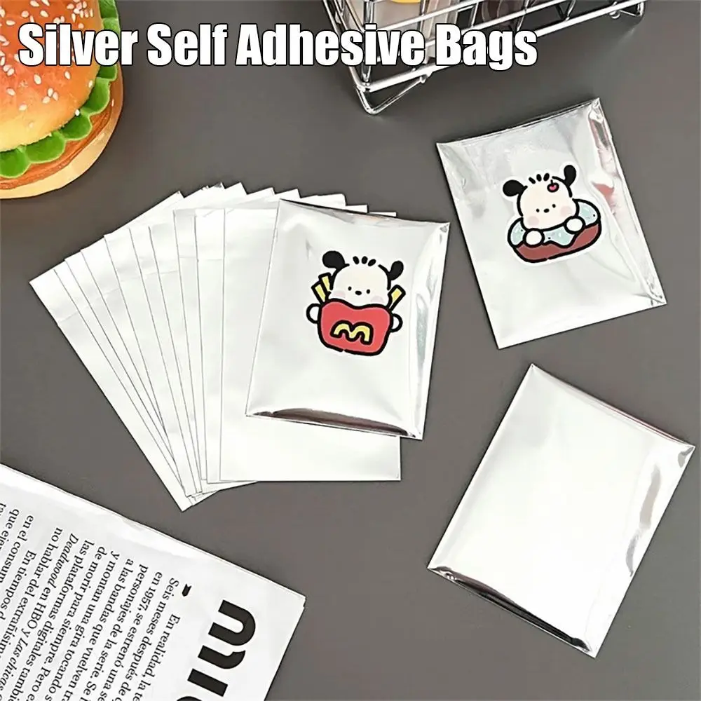 200Pcs Gifts Package Self Adhesive Bags Aluminum Foil Cookie Candy Packaging Small Seal Bag Silver 7x9cm Storage Bags