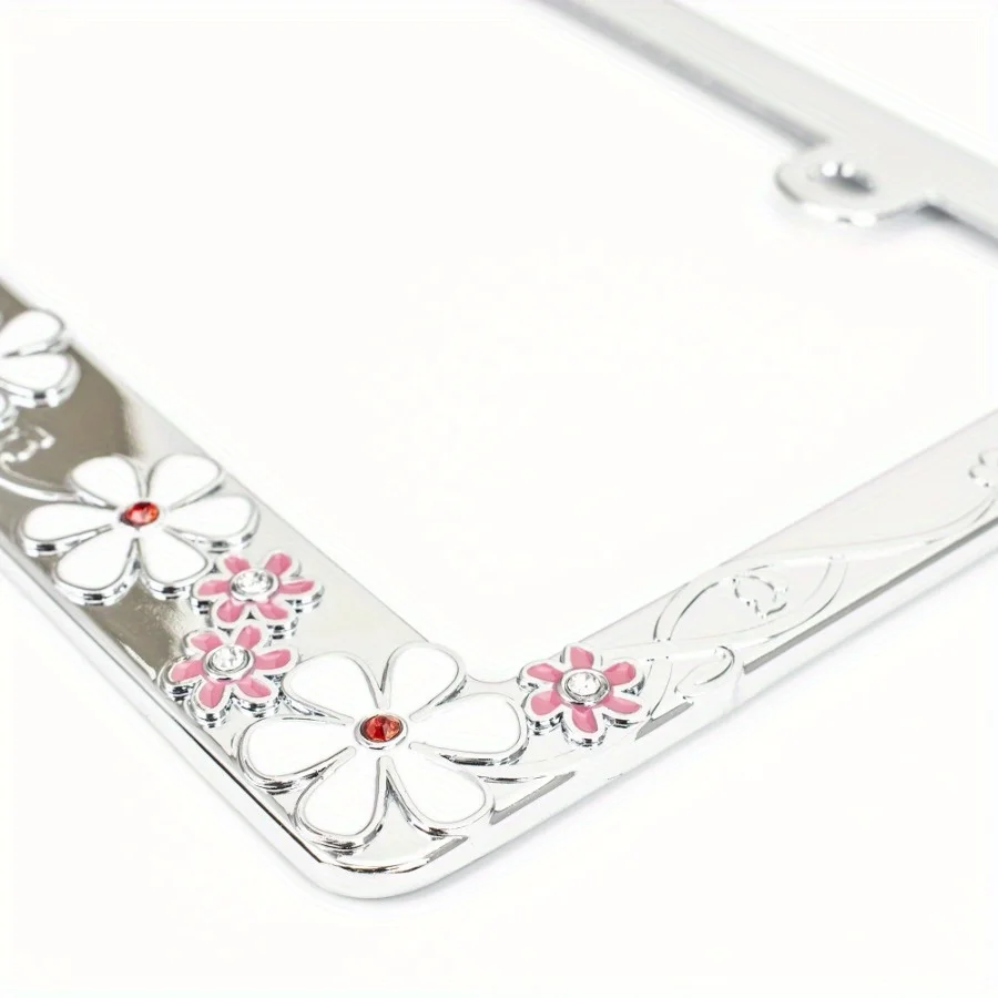 إطار لوحة ترخيص عالمي ذاتي القيادة - زهور لامعة