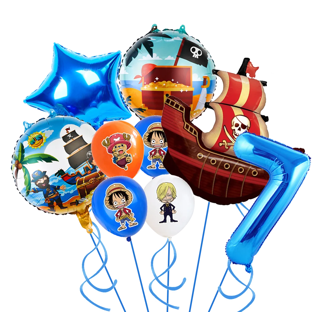 New ONE PIECE Luffy Birthday Party Decoration Foil Balloons Set Lots Package Pirate Globlos Boys Favors Birthday Gifts