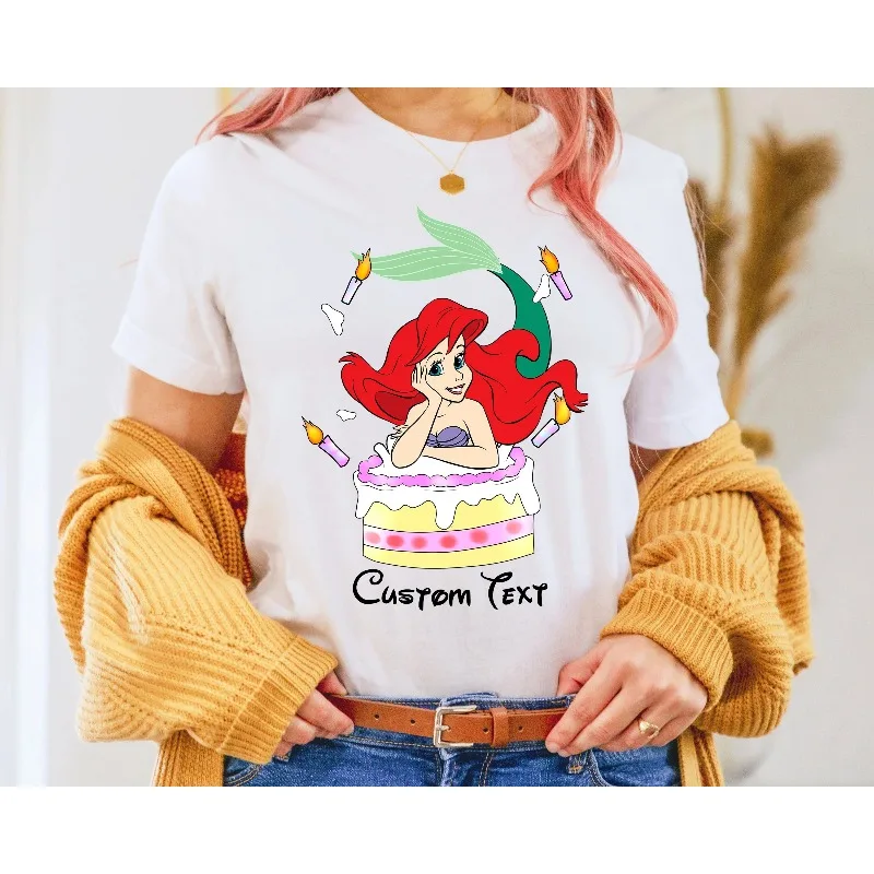 

Рубашка принцессы Ариэль на день рождения, милая рубашка на день рождения, рубашка Русалочки, рубашка на день рождения для девочек, рубашка Ариэль Диснея, наряд для родителей и детей