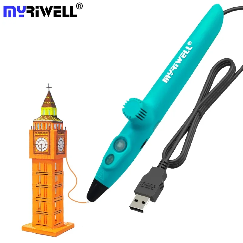 2023 New Myriwell 3D Printing Pens RP-200A USB Low Temperature 3D Doodle Pen with PCL material safe for Kids Drawing Gifts