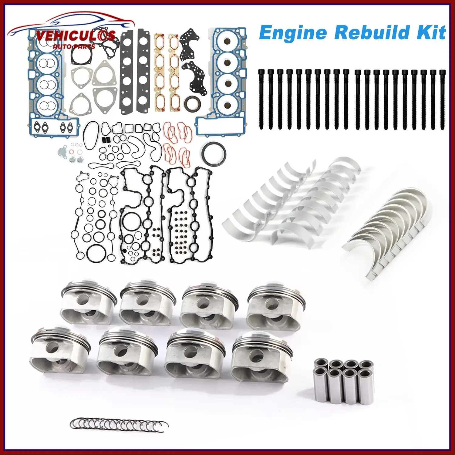 

Engine Pistons Gaskets Overhaul Rebuild Kit 079105561AJ 079103383AQ 079107065DC For VW Touareg Audi Q7 A8 A6 S5 Quattro 4.2L V8