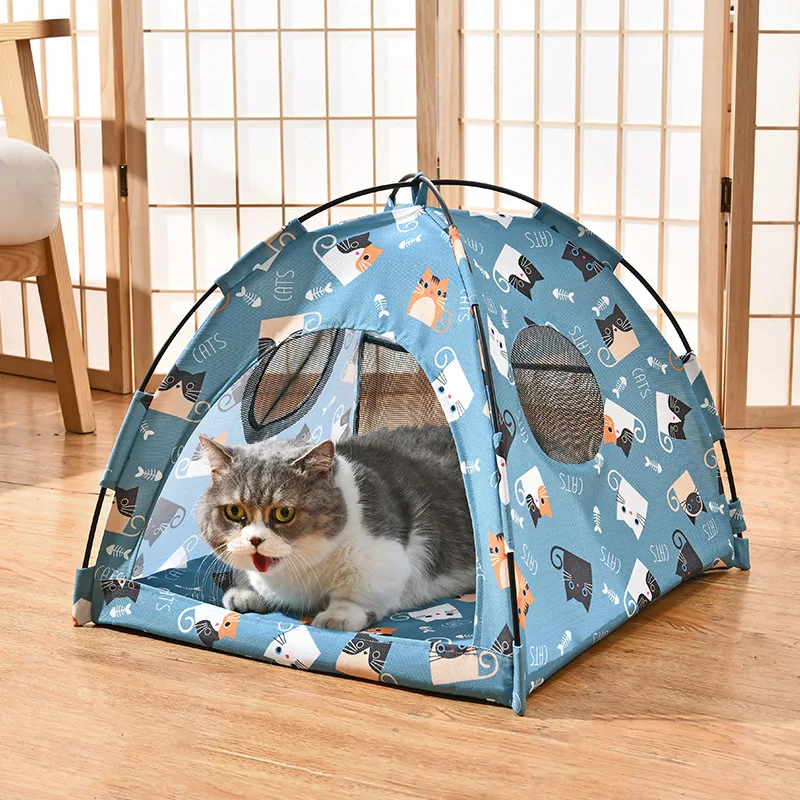 

Foldable Cat House Pet Tent Four Seasons Universal Cat and Dog Pet Nest Summer Cool Mat Outdoor Portable Foldable Breathable