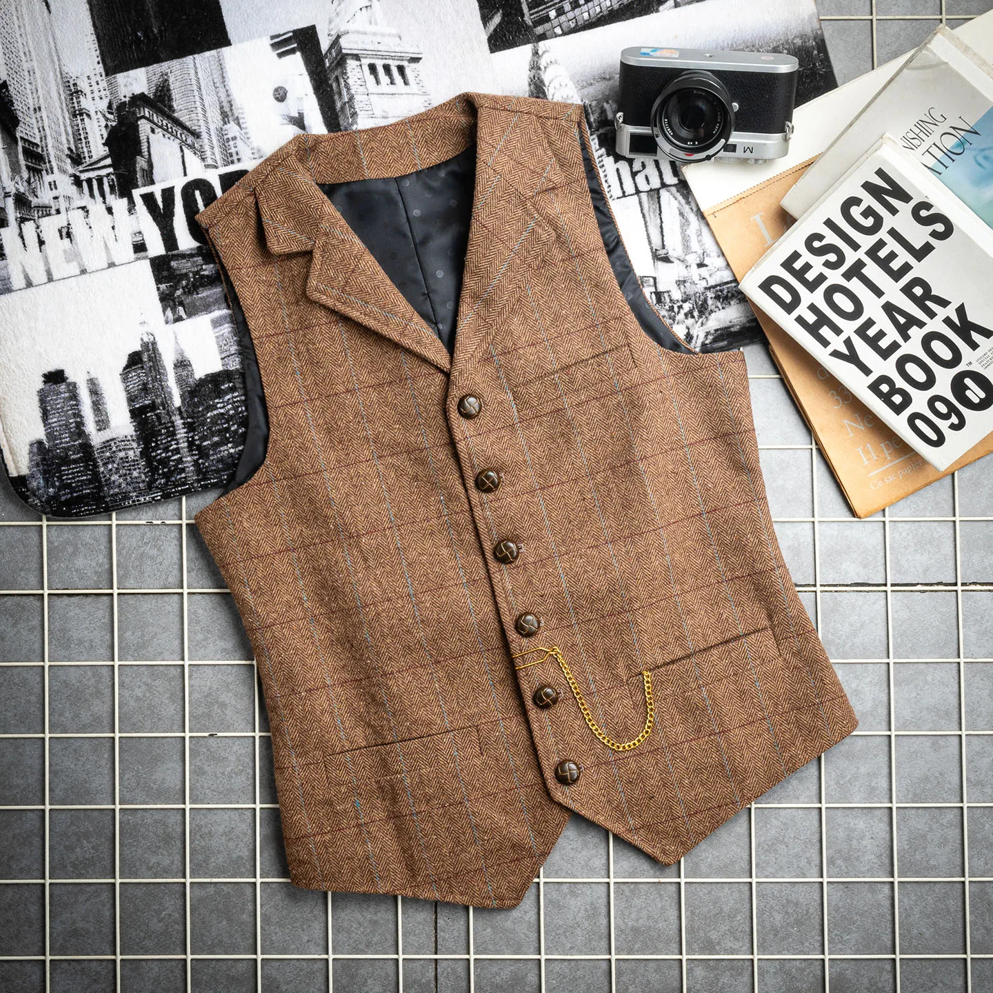 

Ретро-жилет в британскую клетку для мужчин: весенне-осенний, для свадьбы, для шафера, деловой, повседневный, молодежный, модный, осенний сезон