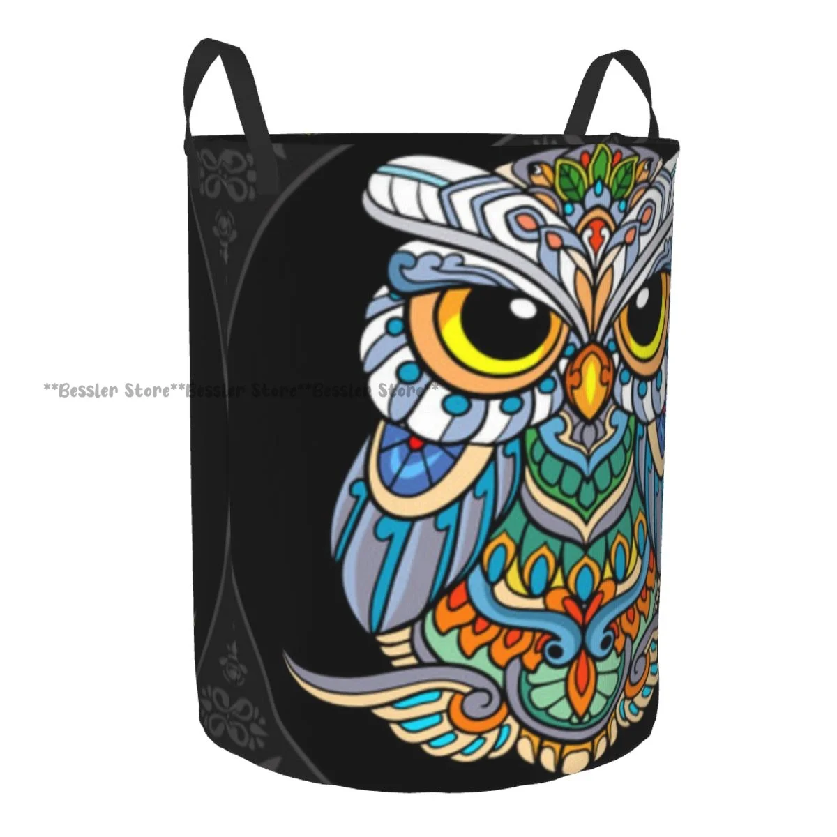 Colorful Owl Bird Mandala Arts Waterproof Storage Bag Household Dirty Laundry Basket Folding Clothes Organizer