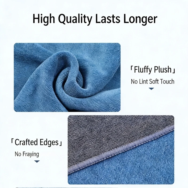 Double Side Microfiber Wash Cloth Multipurpose Lint Fabric for Car Body Care and Home Maintenance R6FB