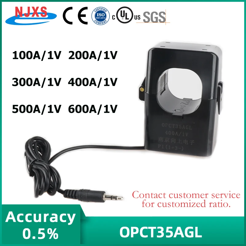 

NJXSE Split Core Current Transformer OPCT35AGL Clamp CT AC 100A 200A 300A 400A 500A 600A / 1V 40mA 50mA 100mA 333mV Clamp Sensor