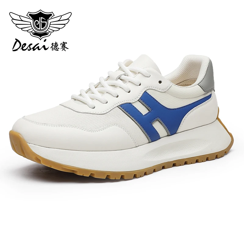 DESAI Men Casual Shoes Real Leather Designer Light Male Sneakers Laces Up Breathable New Arrival Hot Selling